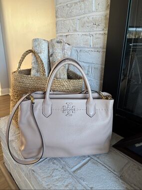 Tory Burch Blush Leather Satchel with Detachable Strap